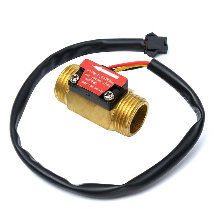 Full Copper Water Flow Sensor 1.75Mpa G1/2 Pulse Hall Flow Meter Switch 1-25L/Min