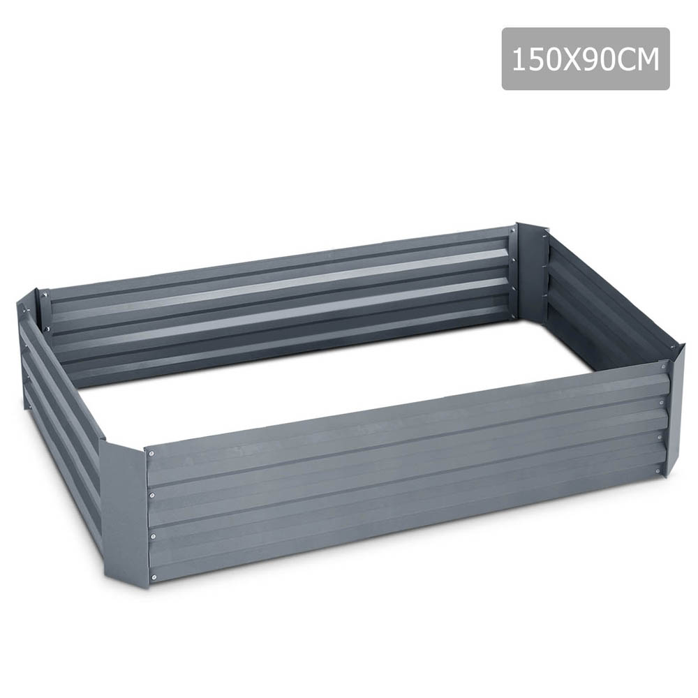 Galvanised Raised Garden Bed 150 x 90 x 30cm (Grey)