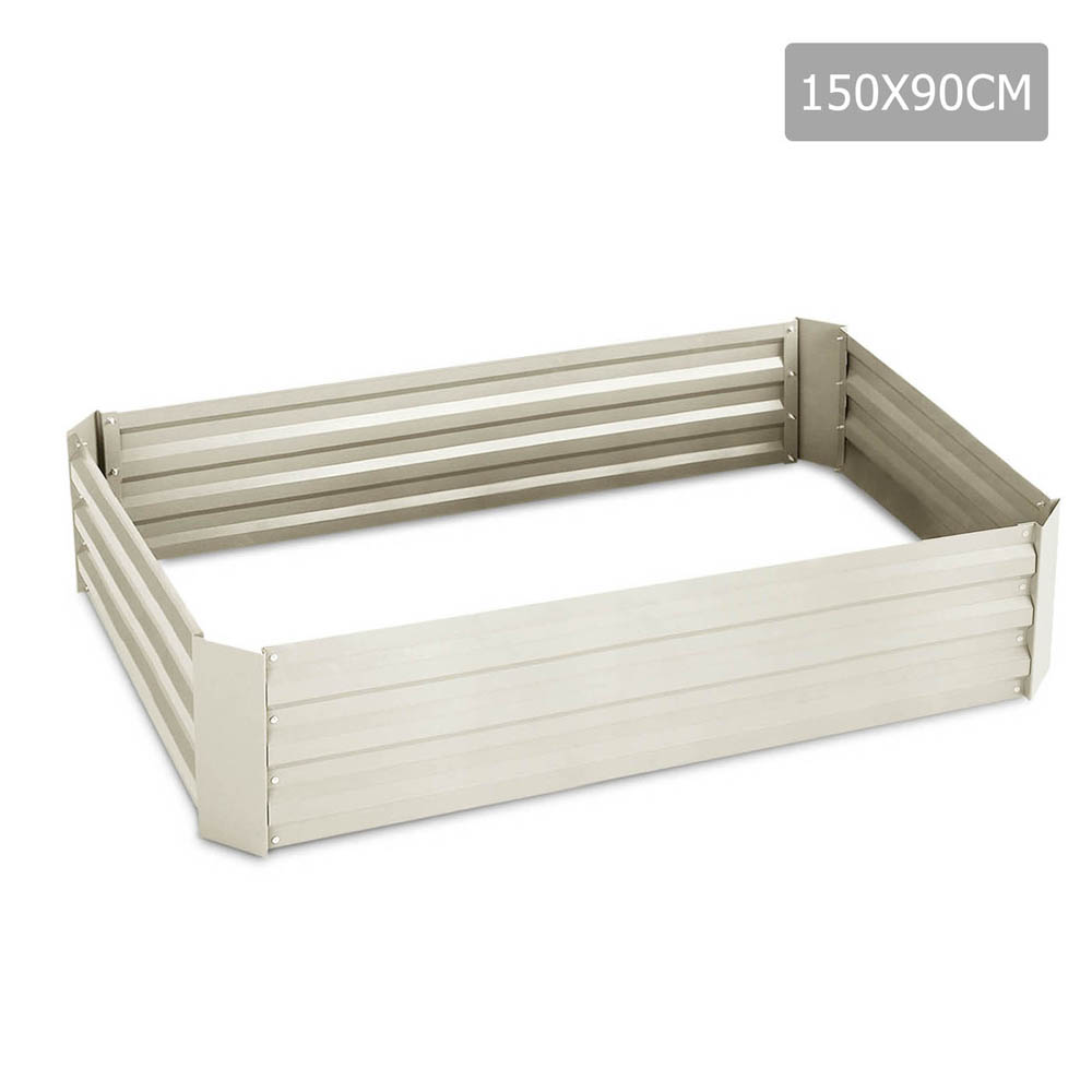 Galvanised Raised Garden Bed 150 x 90 x 30cm (Cream)