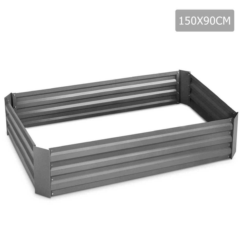 Galvanised Raised Garden Bed 150 x 90 x 30cm Aluminium (Grey)