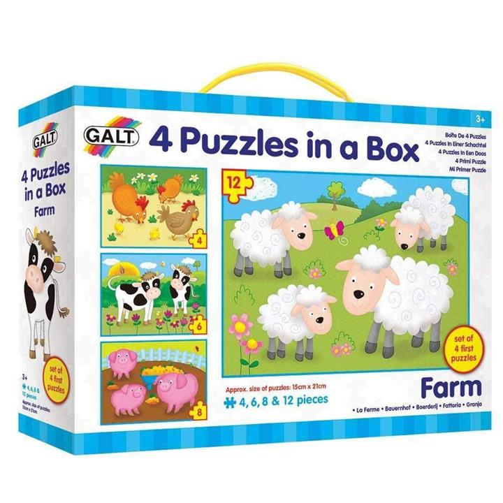 Galt Four Puzzles in a Box - Farm