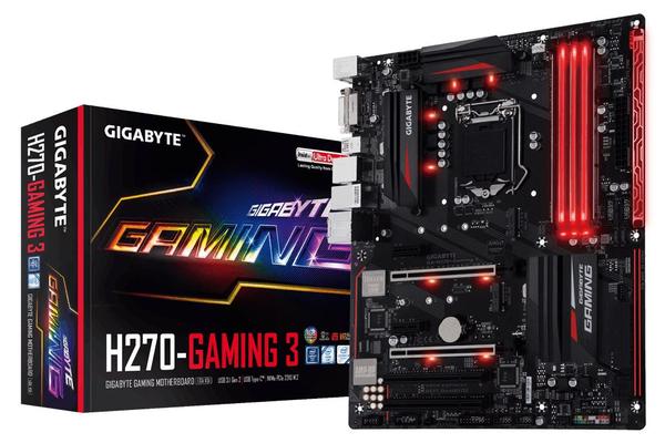 Gigabyte GA-H270-Gaming-3 LGA1151 ATX Motherboard 4xDDR4 4xPCIe 2xPCI RAID 2xM.2 HDMI DVI 2xeSATA Killer NIC Thunderbolt 6xSATA3 USB3.1 AC