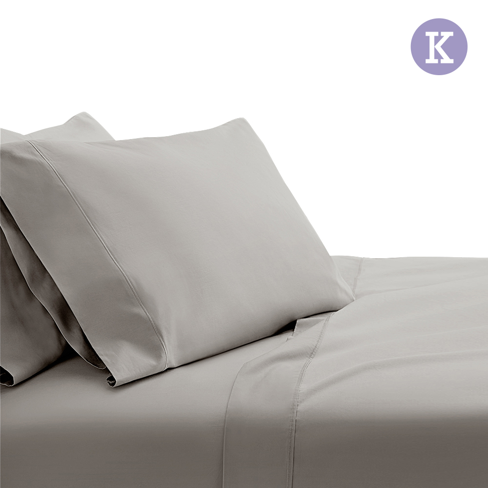 Giselle Bedding Cotton Bed Sheet Set (King/Grey)