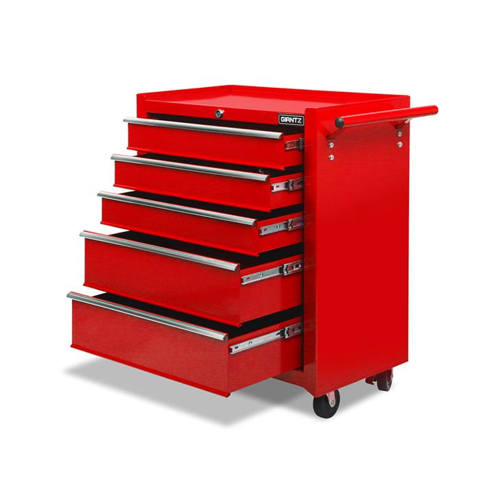 Giantz 5 Drawer Heavy Duty Workshop Toolbox Cabinet on Rollers Red