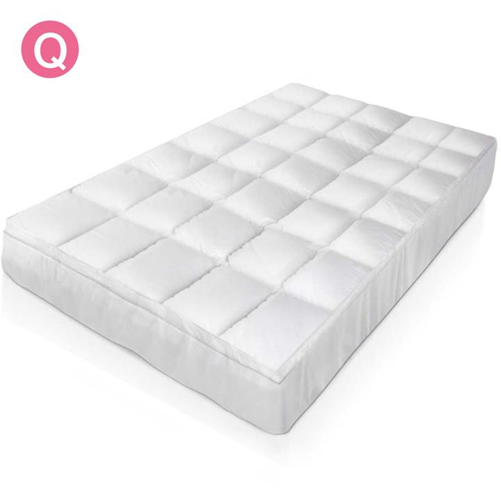 Giselle Bedding Pillowtop Mattress Topper w/ Goose Down 1000GSM Mattress Protector Cover Queen