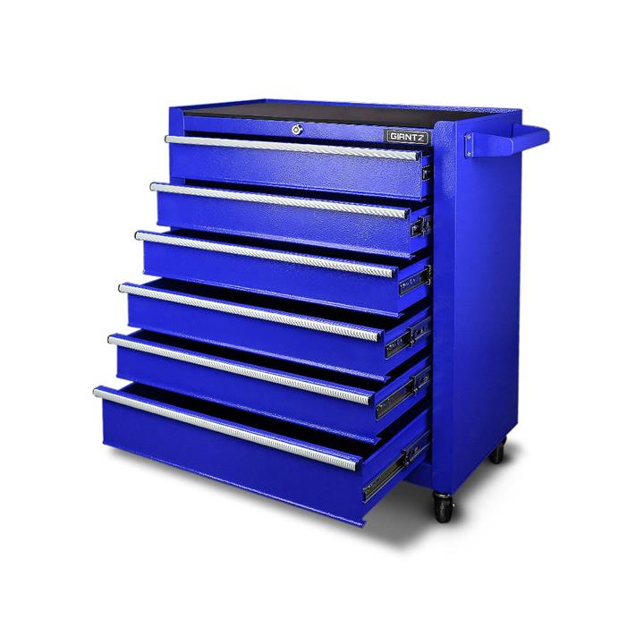 Giantz 6 Drawer Heavy Duty Workshop Toolbox Garage Trolley Cabinet Blue