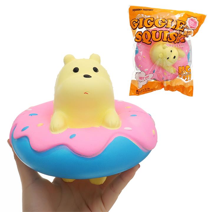 Giggle Donut Bear Squishy 13.5*6*15CM  Slow Rising With Packaging Collection Gift Soft Toy