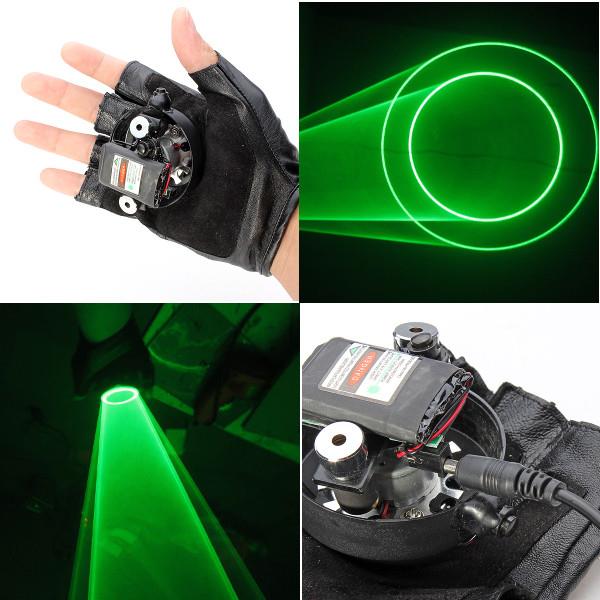 Gloves Double Green Swirl Laser Gloves 523nm Built-in Battery 1mw/5mw