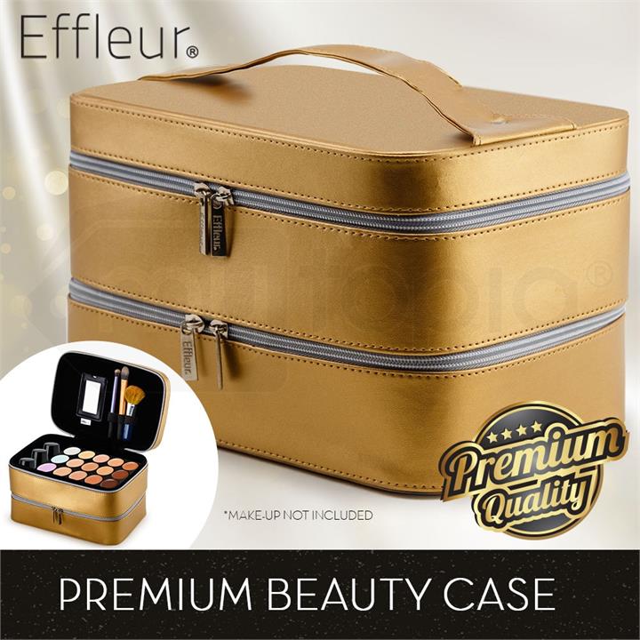 Gold Portable Makeup Case Cosmetics