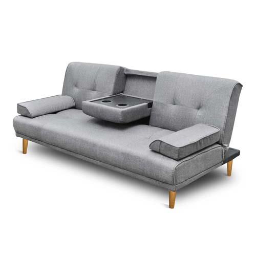 Grey Linen Fabric 3 Seater Sofa Bed