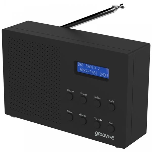 Groov-e GVDR03BK Paris Portable Dab/fm Digital Radio Black Uk Plug