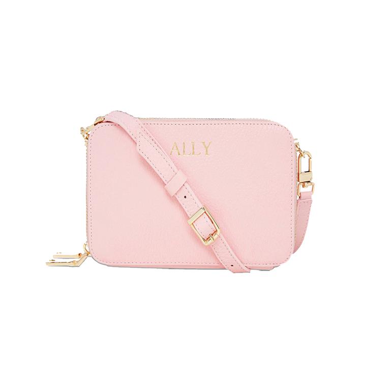 Grainy Pale Pink iPhone Cross Body Bag  (Gold Metal Detail)