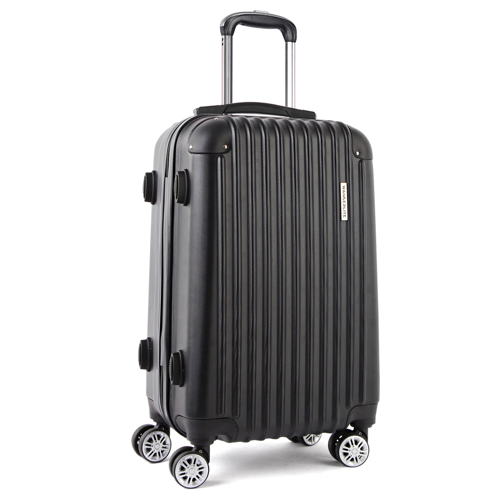 Hard Shell Travel Luggage with TSA Lock (Ridged Black)