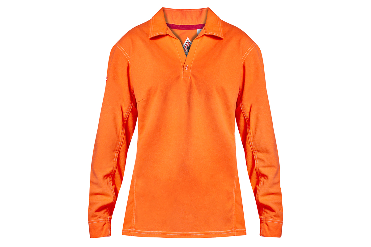 Hard Yakka Women's Bulwark iQ Flame Resistant Hi-Vis Long Sleeve Polo (Orange, Size S)