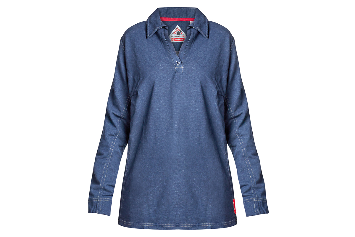 Hard Yakka Women's Bulwark iQ Flame Resistant Long Sleeve Polo (Dark Blue, Size L)