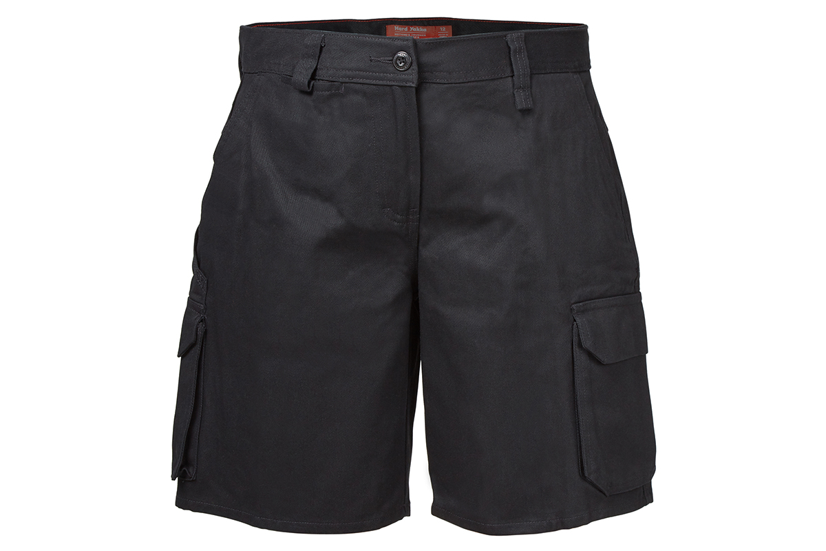 Hard Yakka Women's Foundations Drill Cargo Short (Black, Size 10)