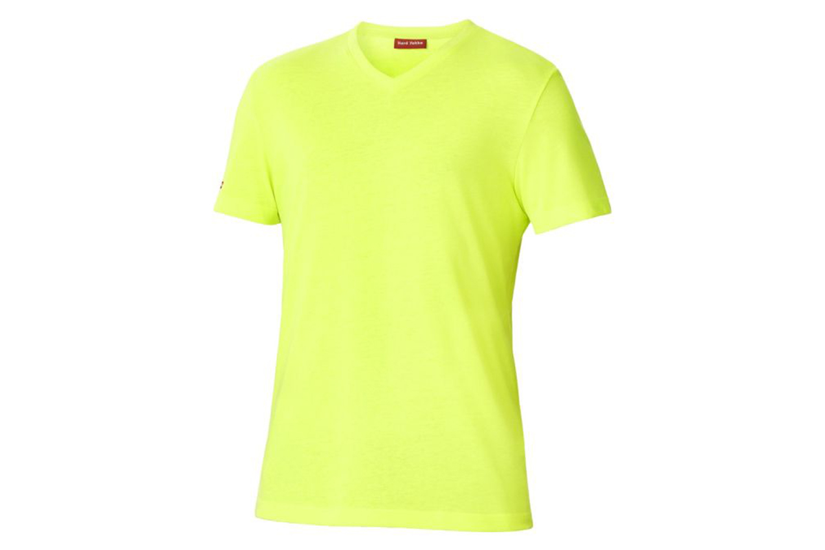 Hard Yakka Men's Hi-Vis V-Neck Tee (Yellow, Size XL)