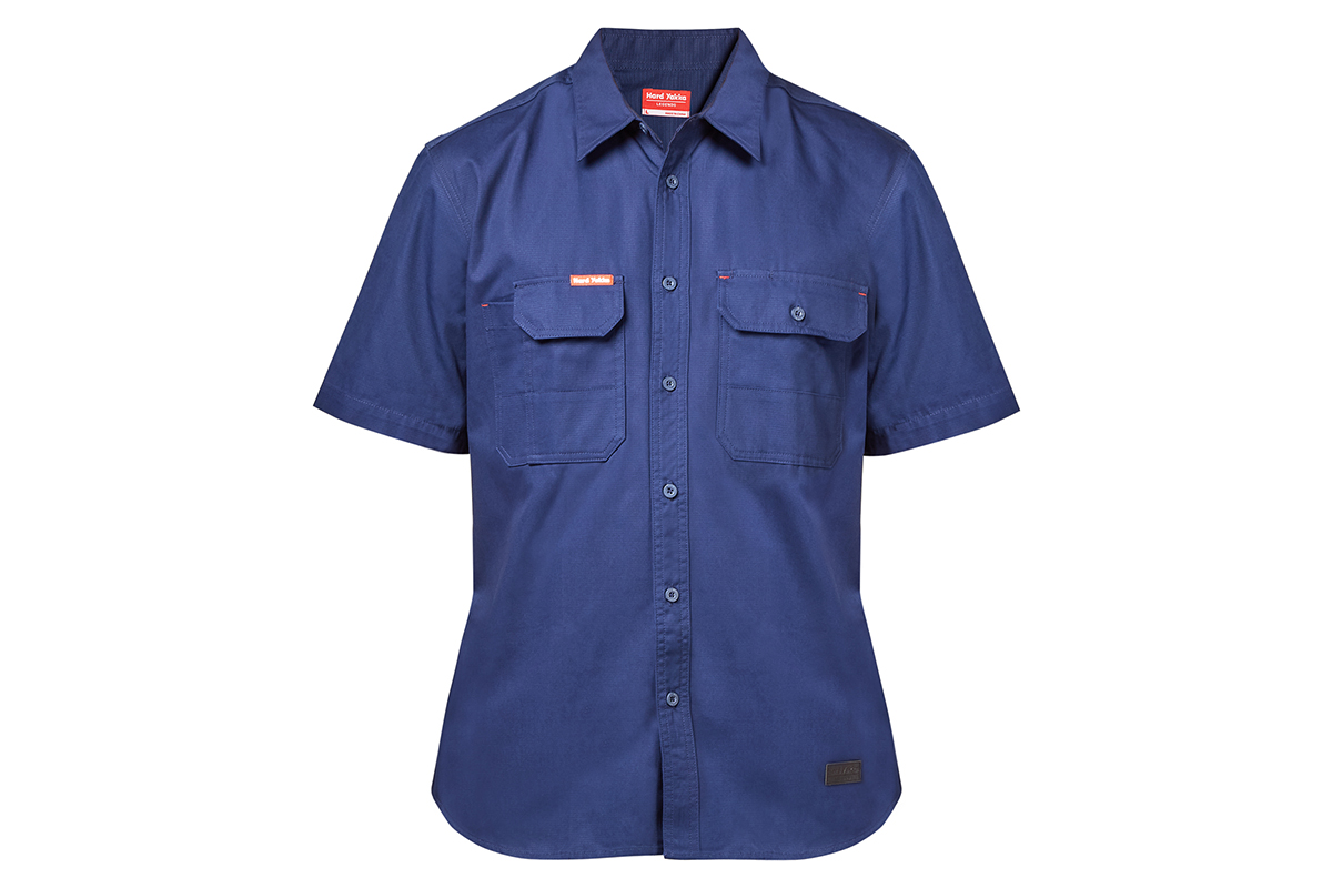 Hard Yakka Men's Legends Short Sleeve Shirt (Navy, Size L)