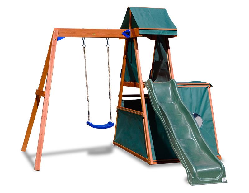 Hawke Swing Set with Slide and Hideaway Den