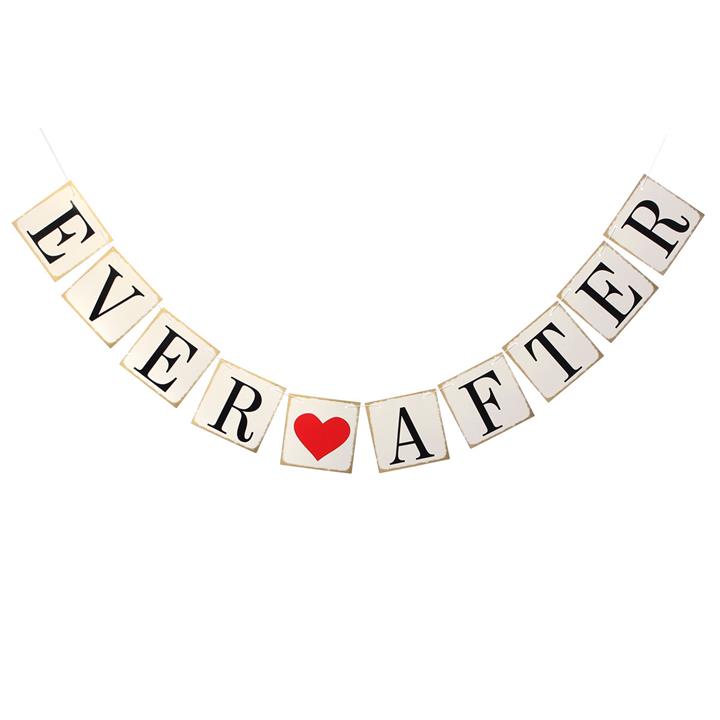 HAPPY EVER AFTER Paper Wedding Chair Garland Birthday Party Decoration Photo Props Accessory