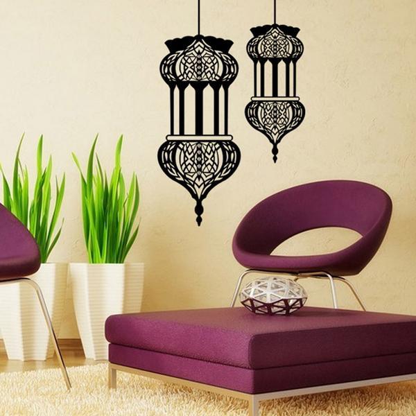 Halloween Islamic Lantern Wall Stickers Muslim Pattern  Art Wall Decals Home Mural Sofa Wall Decor