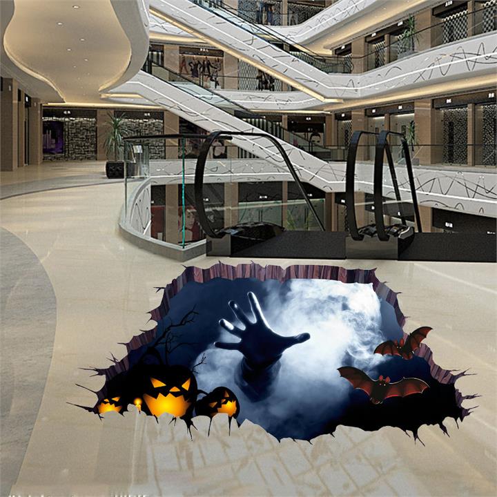 Halloween Horrible 3D Floor Sticker Bedroom Living Room Haunted House Decor Wall Stickers Ghost Hand Through The Floor