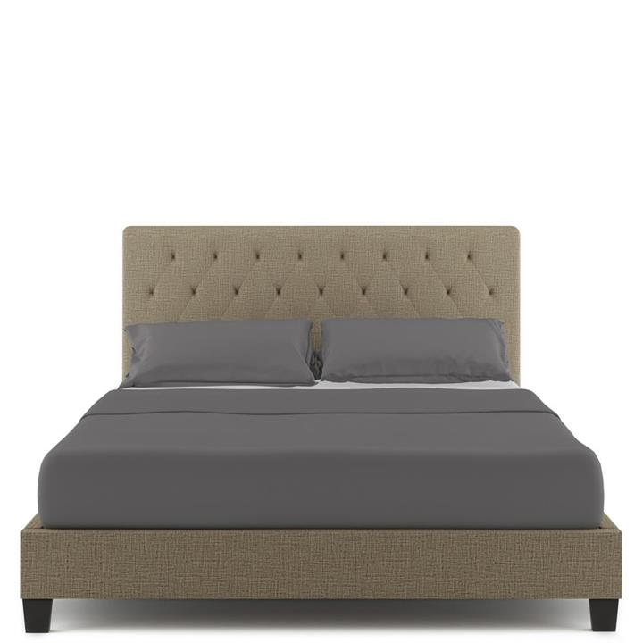 Helmi Fabric Upholstered Double Bed Frame - Sand