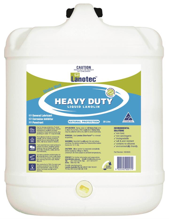 Heavy Duty Liquid Lanolin - 20L - Lubricant/Wire Rope - Lanotec