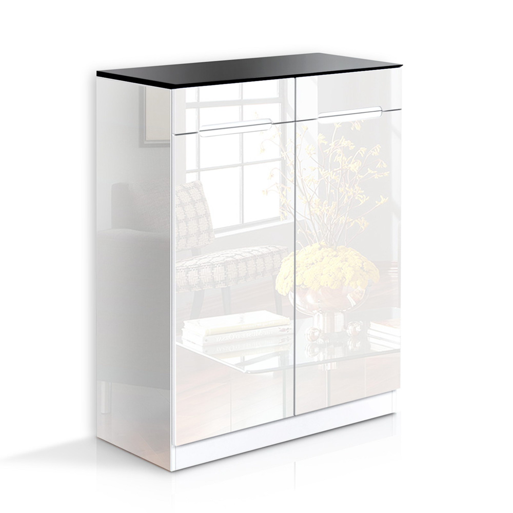 High Gloss Shoe Cabinet Rack (Black/White)