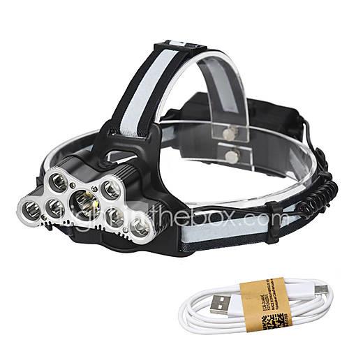 HKV Headlamps / Lamp LED 7000lm 6 Mode with USB Cable Fastness / Portable / Life Camping / Hiking / Caving / Everyday Use / Cycling / Bike