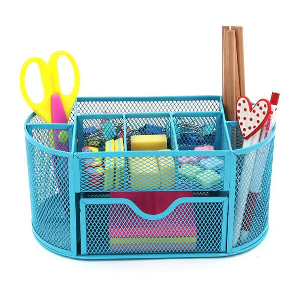 Honana HN-B26 Mesh Desk Organizer Oval Desktop Storage Box Pencil Stationary Holder