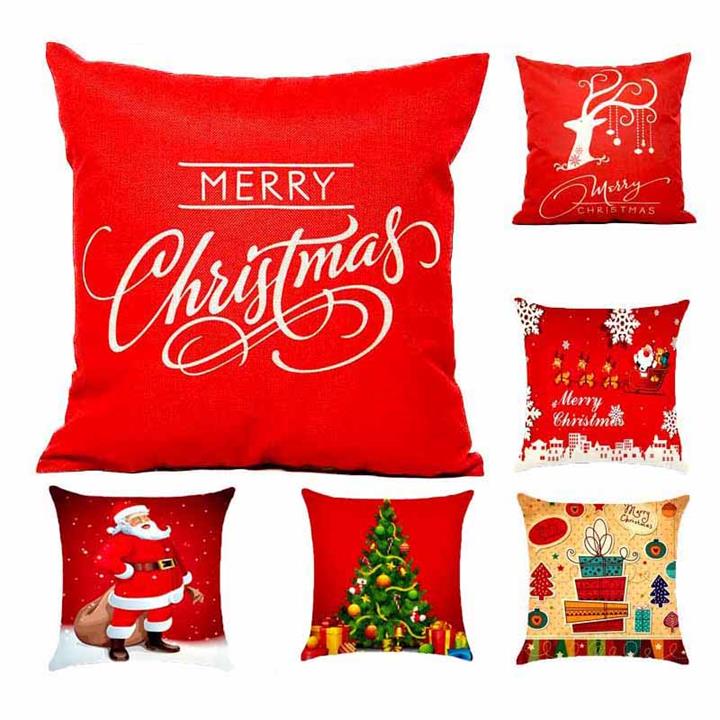 Hot Christmas Decorations For Home Reindeer Jute Pillow Cover Case Merry Christmas Square Linen Pillowcase