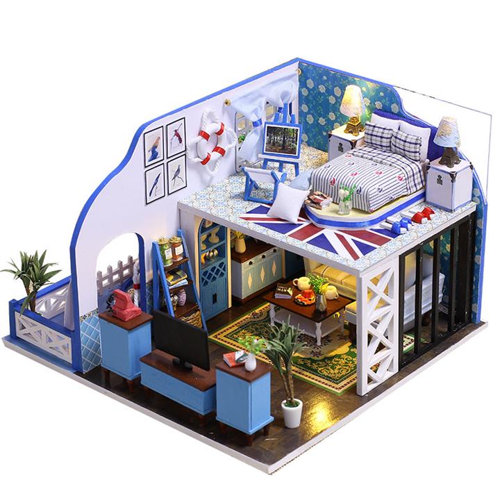 iiecreate K-024 French Riviera DIY Dollhouse With Furniture Light Cover Gift House Toys