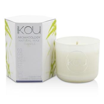 iKOU Eco-Luxury Aromacology Natural Wax Candle Glass - De-Stress (Lavender & Geranium) (2x2) inch Home Scent