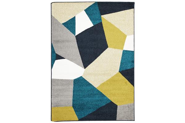 Indoor Outdoor Bedrock Rug Blue Citrus Grey 230x160cm