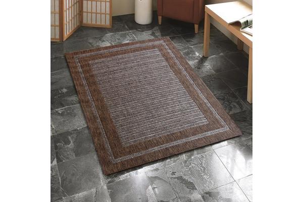 Indoor Outdoor Border Pattern Rug Brown 220x150cm