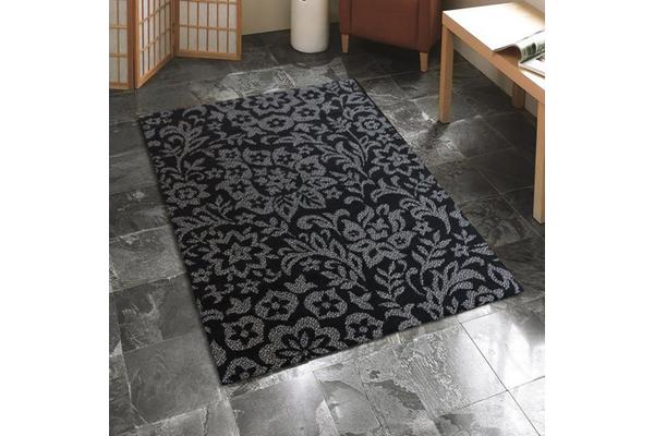 Indoor Outdoor Damask Pattern Rug Black 220x150cm