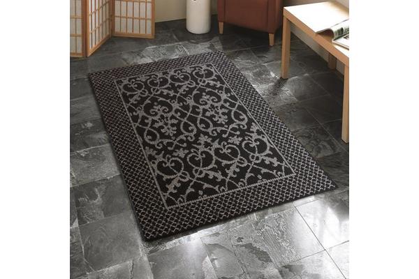 Indoor Outdoor Lace Pattern Rug Black 270x180cm