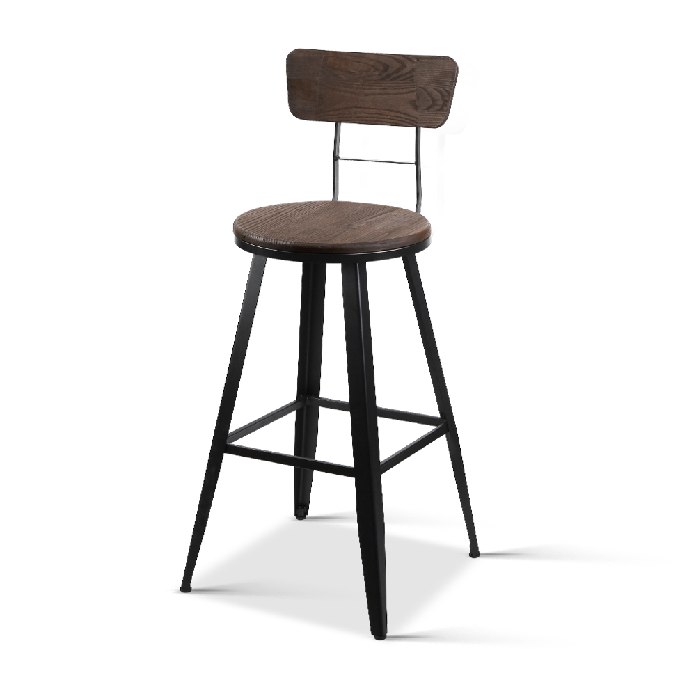 Industrial Bar Stool with Backrest 66cm