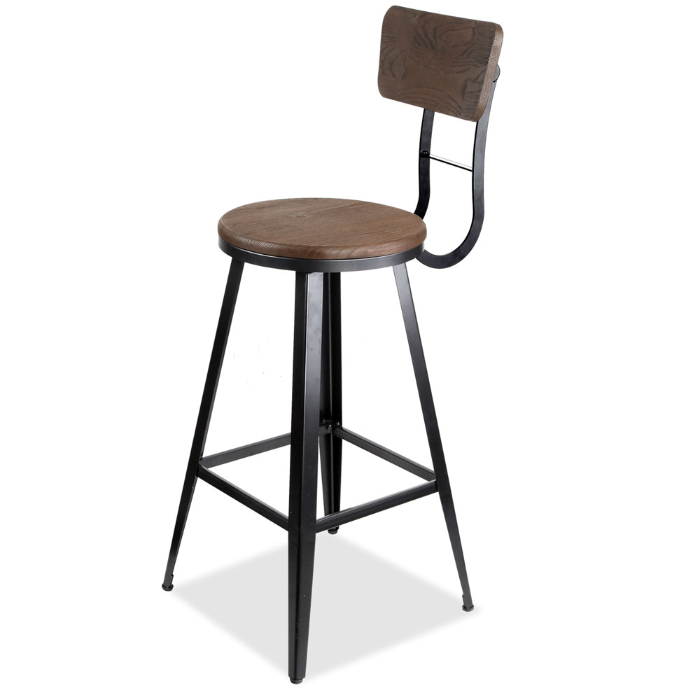 Industrial Bar Stool with Backrest 76cm