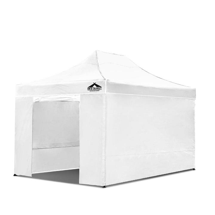 INSTAHUT Pop Up Gazebo With Sides Sand Bags Outdoor Marquee Tent Canopy For Party Market White 3m x 4.5m