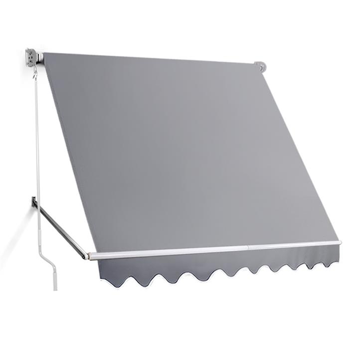 INSTAHUT Retractable Awning Pivot Arm Awning Garden Patio Screen Fabric 2.4M x 2.1M Grey