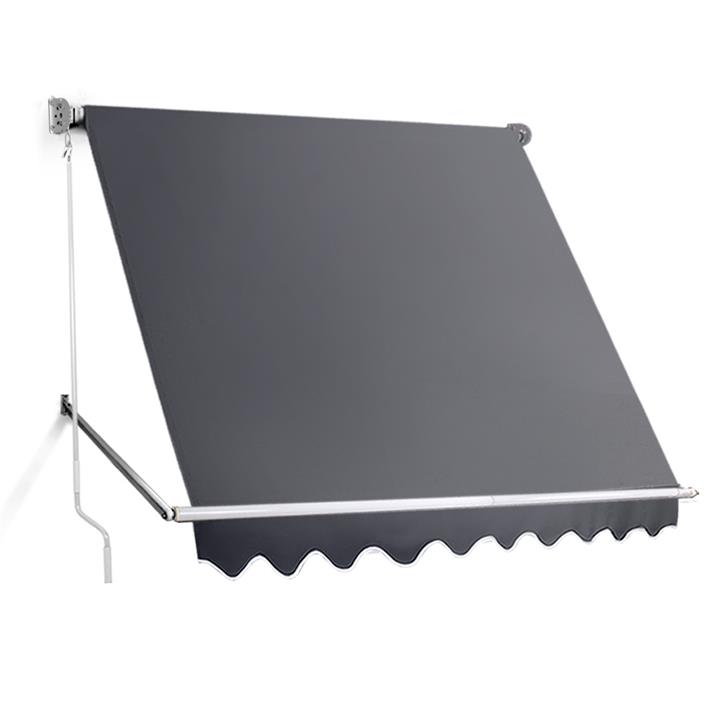 INSTAHUT Retractable Awning Pivot Arm Awning Garden Patio Screen 2.4M x 2.1M Grey