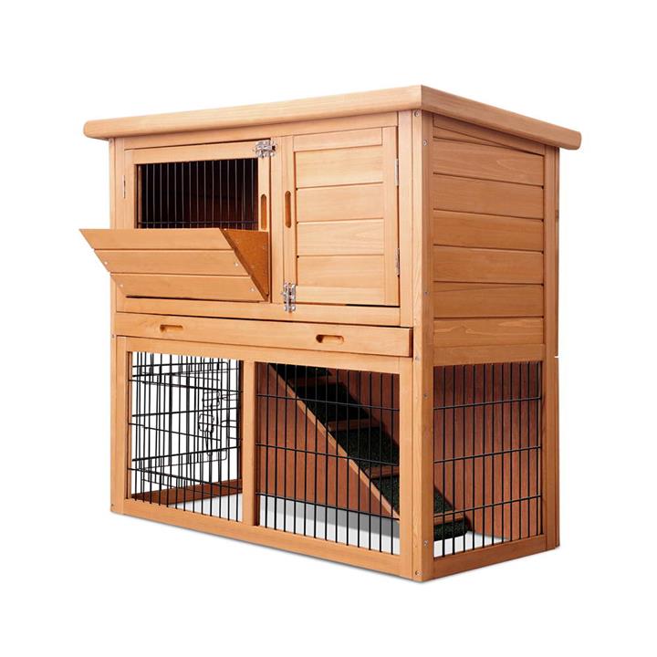 i.Pet Medium 2 Storey Rabbit Hutch Wooden Cage Poultry Pet Guinea Pigs Rabbits Ferrets