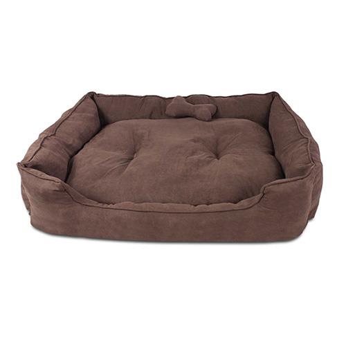 i.Pet Pet Bed Dog Cat Warm Soft Suede Cushion w/ Washable Futon Mat Brown Extra Large