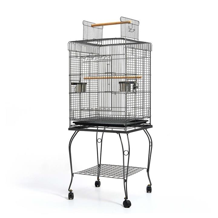 i.Pet Bird Cage Cockatiel Parrot Aviary Pet Cage w/ Stand, Wheels and Feeders Black