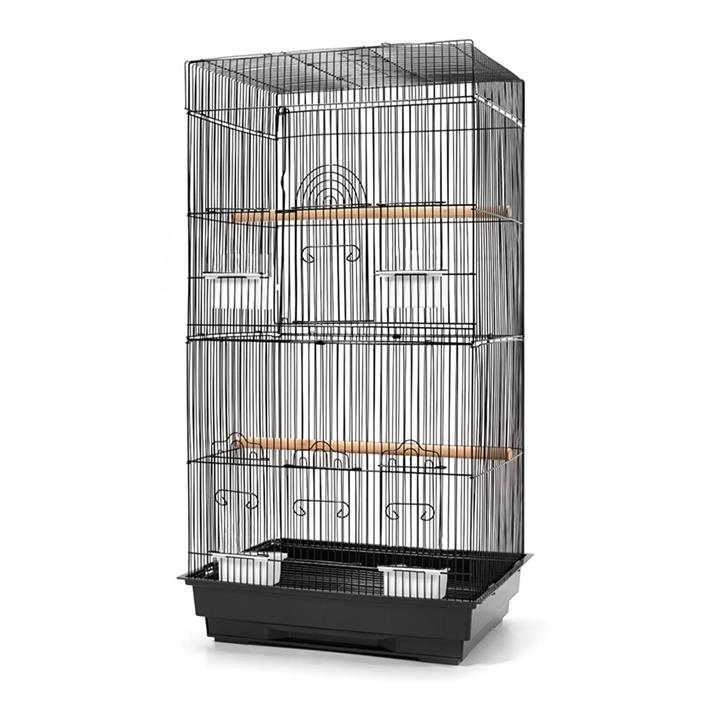 i.Pet Bird Cage Wrought Iron Powder Coated Portable Canary Budgie Finch w/ Perches Small Black 88cm