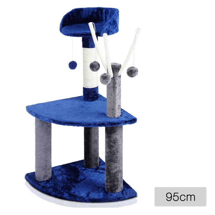 i.Pet Cat Tree Scratching Post Hanging Toy Balls Blue Grey 95cm