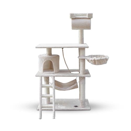 i.Pet 141cm Multi Levels Cat Tree Kitten Furniture Scratching Post Climbing Pole House Condo Beige