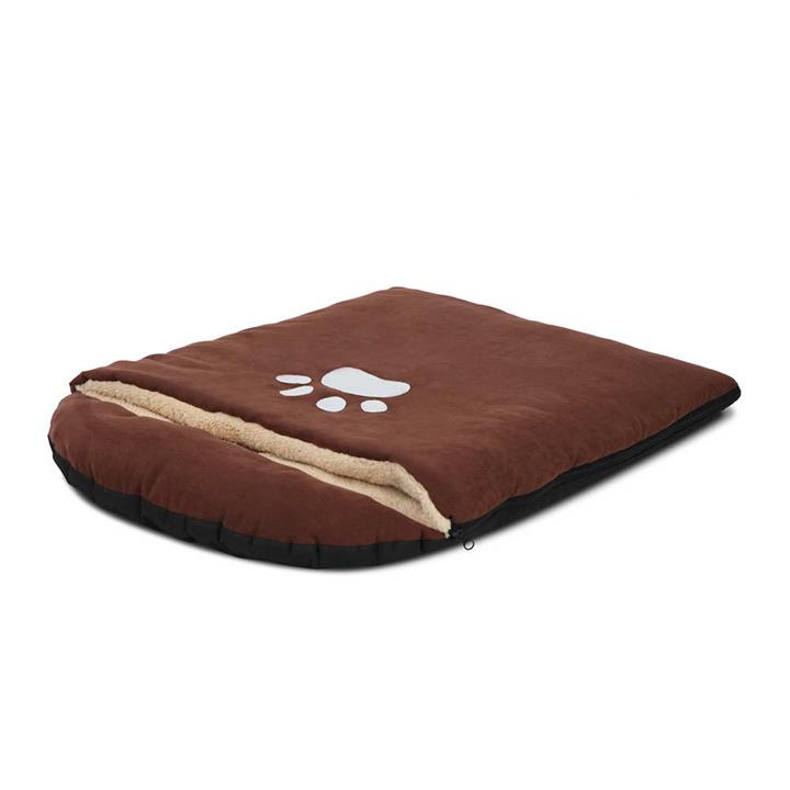 i.Pet Pet Sleeping Bag Bed House for Kitten Cat Dog Pup Soft Fleece Mat PP Cotton Pad Brown